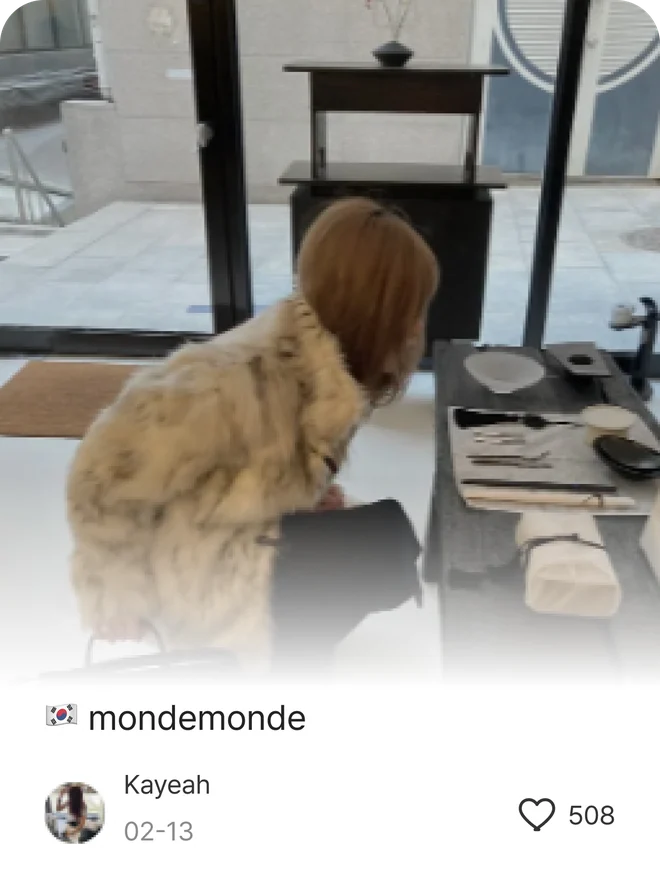 샤오홍슈 게시물 카드: mondemonde, 작성자 Kayeah, 좋아요 508